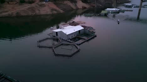 fishing village on a lake