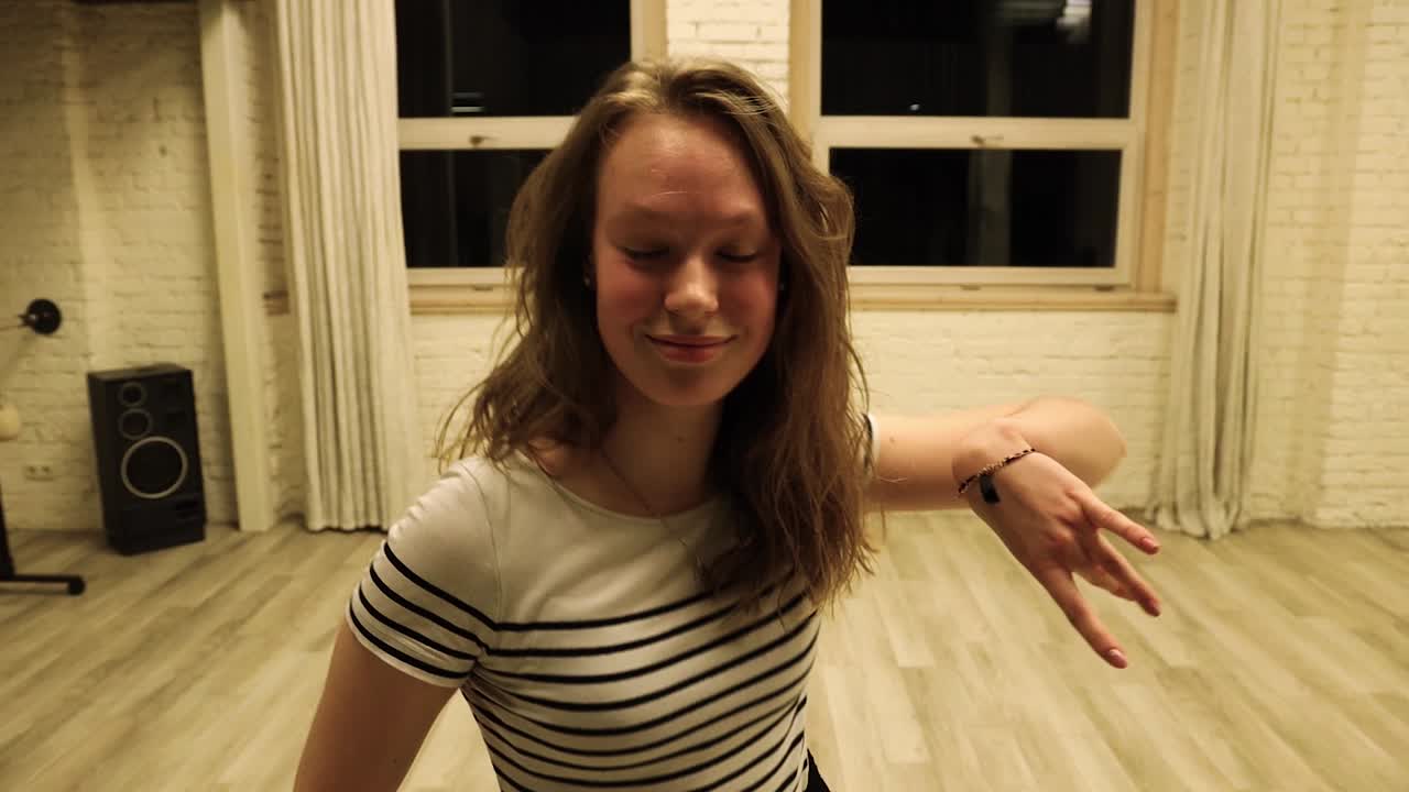 Slow motion talented teenage female dancer dancing