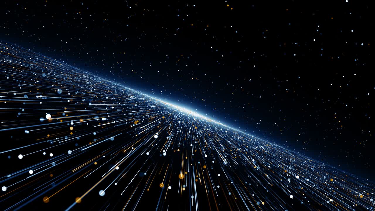 Particles blue orange event game trailer titles cinematic concert stage background loop