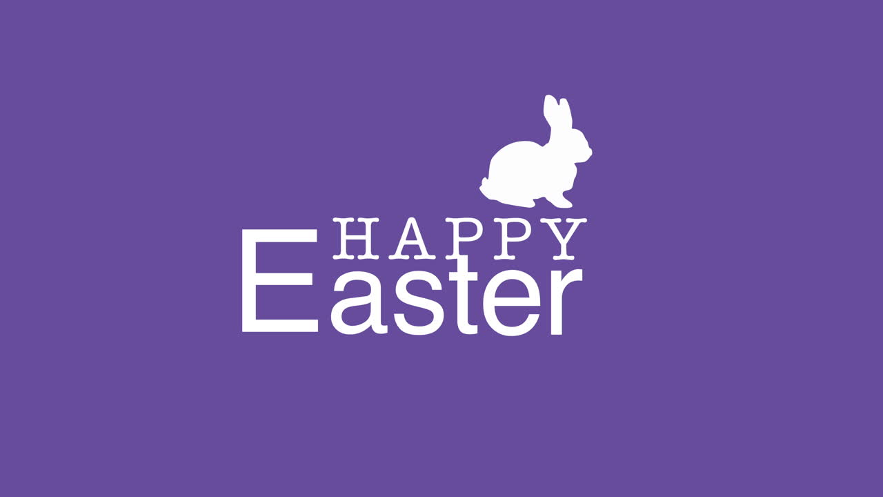Testo Buona Pasqua e coniglio su sfondo viola