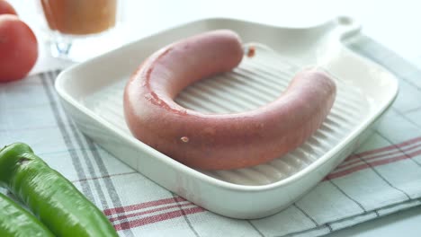 turkish sausage (sucuk) on a plate