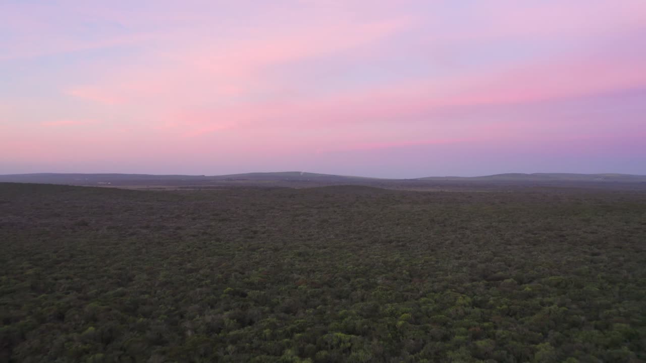 Drone aereo che vola sopra un paesaggio verde lussureggiante sotto un cielo nuvoloso al tramonto alle Hawaii, catturando colori vivaci e la serena bellezza naturale.