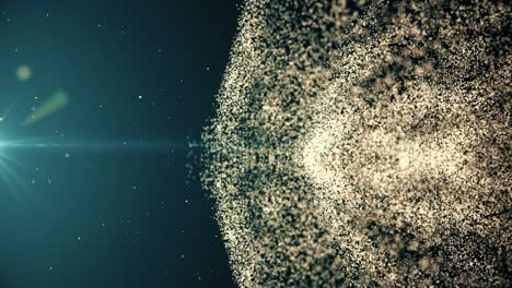 anamorphic highlight with moving particles. 3d rendering