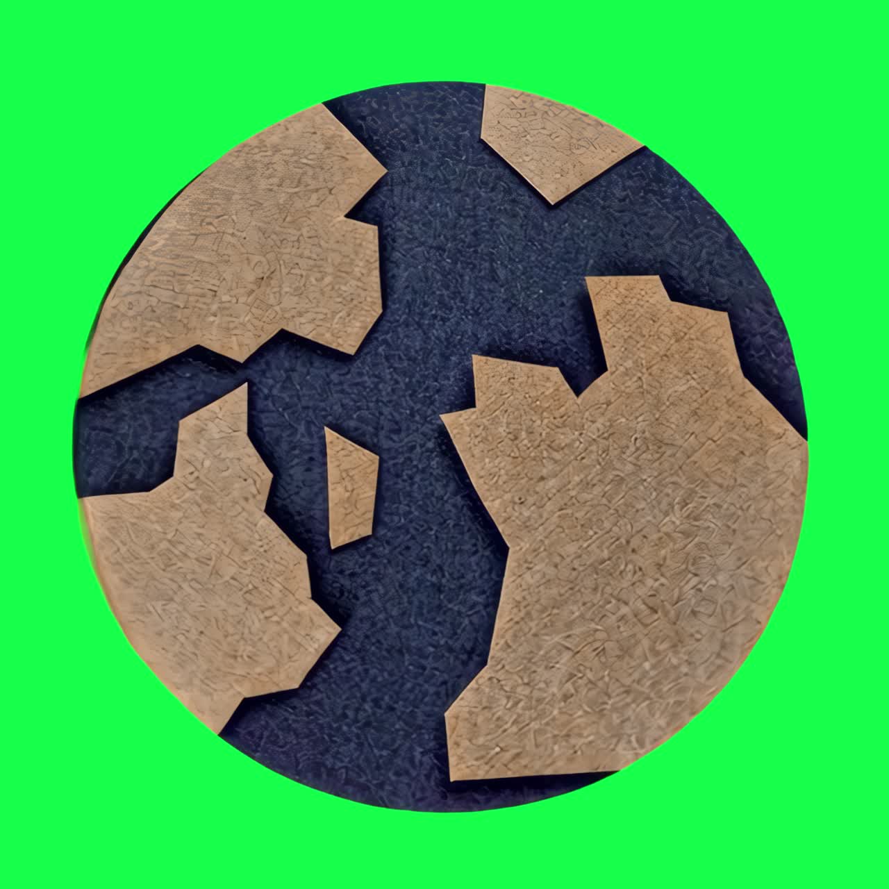 Abstract earth cardboard design animation, transparent 4K video, green screen