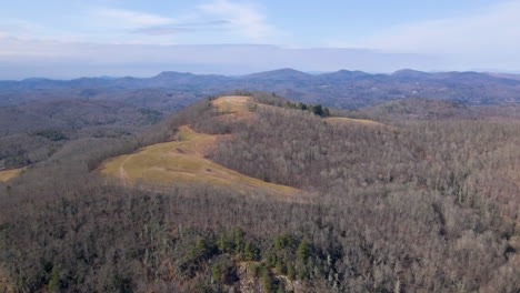 drone shot of a meadow in the blue ridge mountains