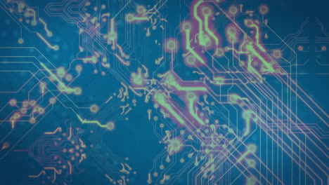 animación del procesamiento de datos digitales en una placa de circuitos sobre un fondo negro