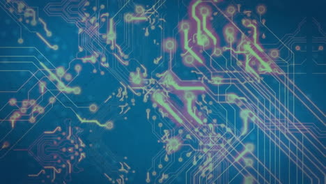 animation of digital data processing on circuit board over black background