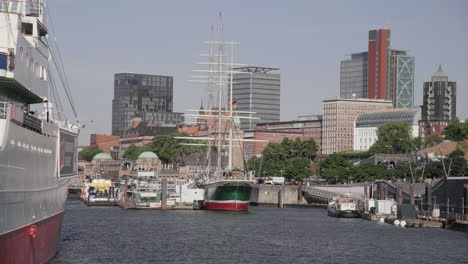 skyline at hamburg landungsbrücken at daylight