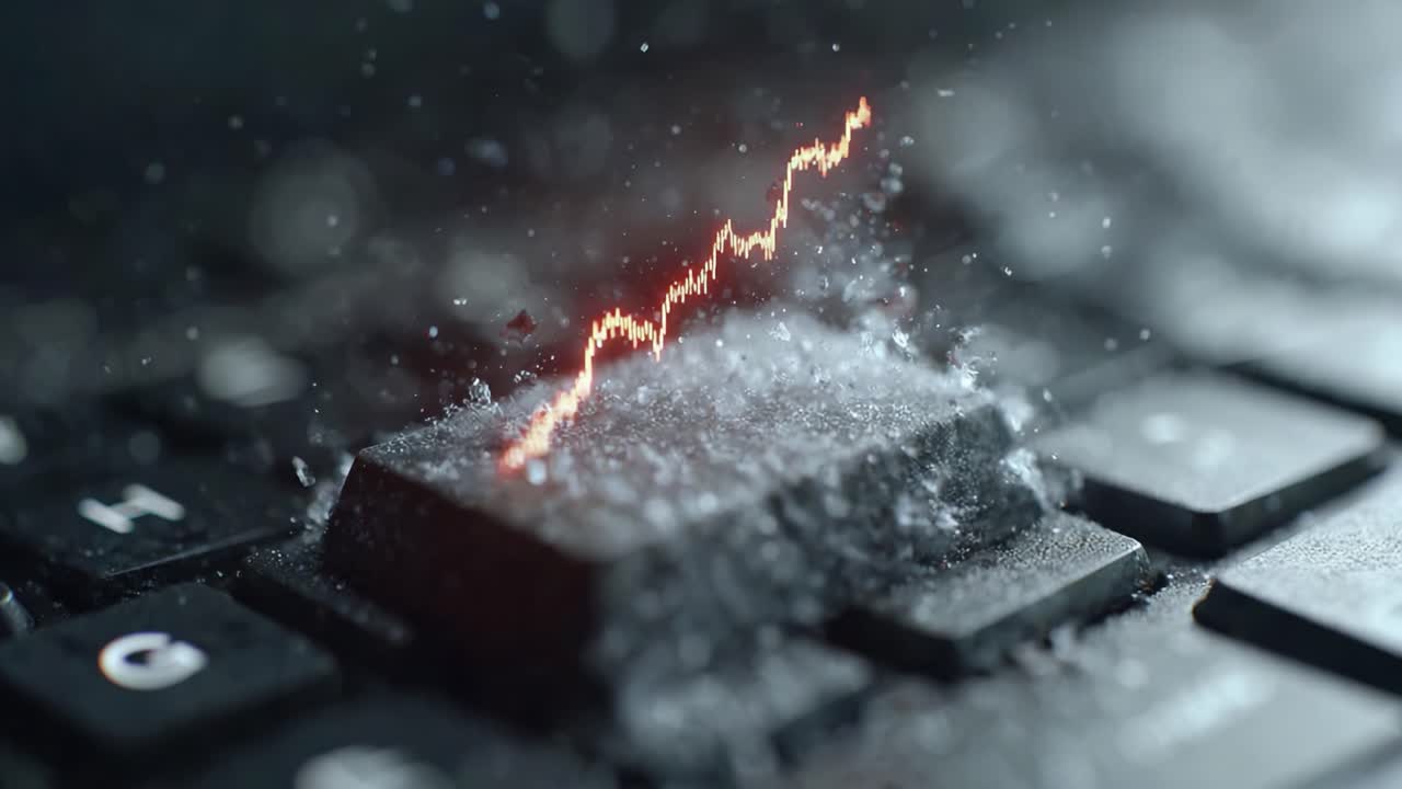 Visualizing Growth: An Upward Trend Illuminated Above a Keyboard Key Representing Data Analysis and Technological Advancement