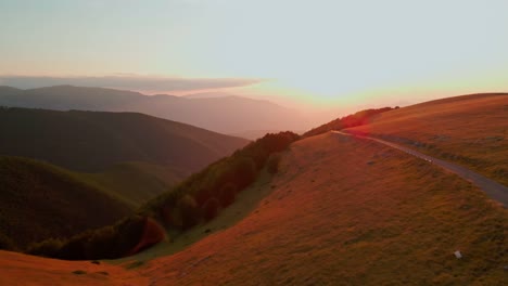 beautiful red sunset over the majella national park in abruzzo, italy -aerial