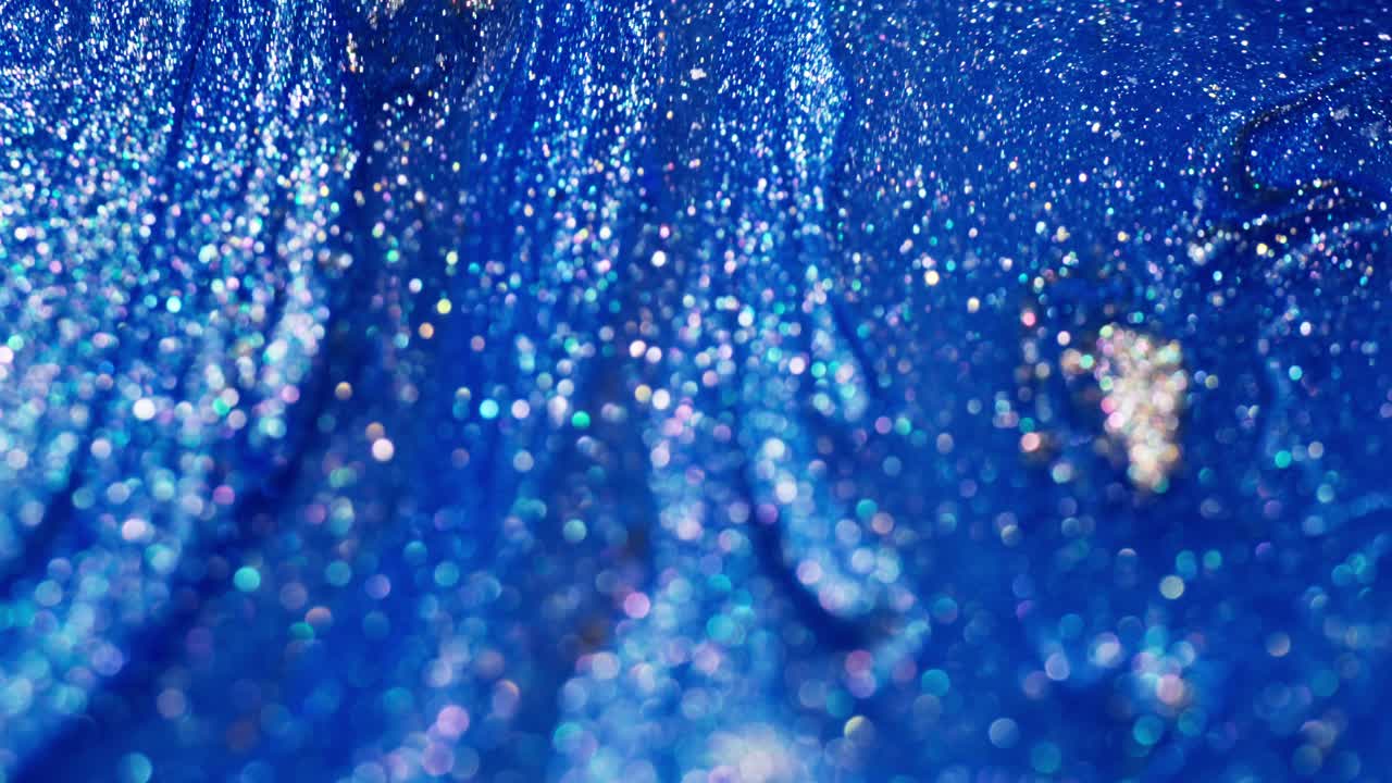 Transformation Dynamic Ink Reaction – Micro View of Abstract Energy and Bubbles, blue spectrum