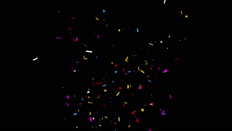 colorful isolated confetti particles explosions popper falling 4k animation alpha matte channel