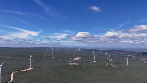 drone video of wind turbines at the morro do chapéu wind farm, brazil