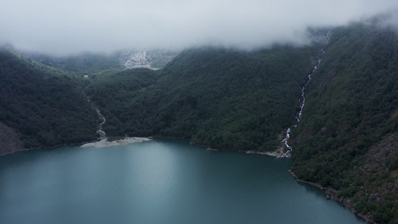 Misty Norwegian Fjord Landscape