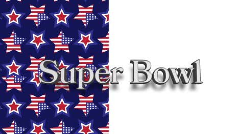 animation of super bowl text over stars coloured with american flag