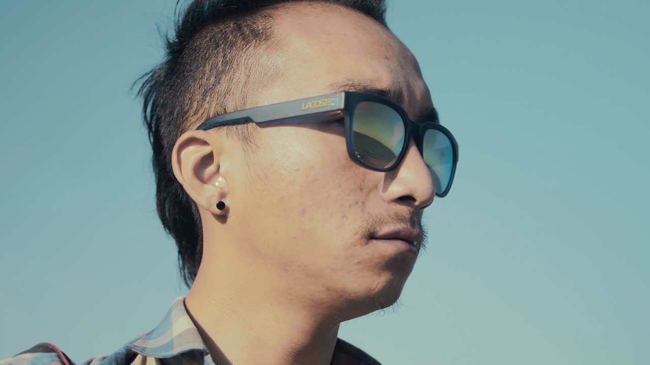 Young Nepali Man Wearing Sunglasses Looking Out Over Sea Free Stock Video  Footage Download Clips