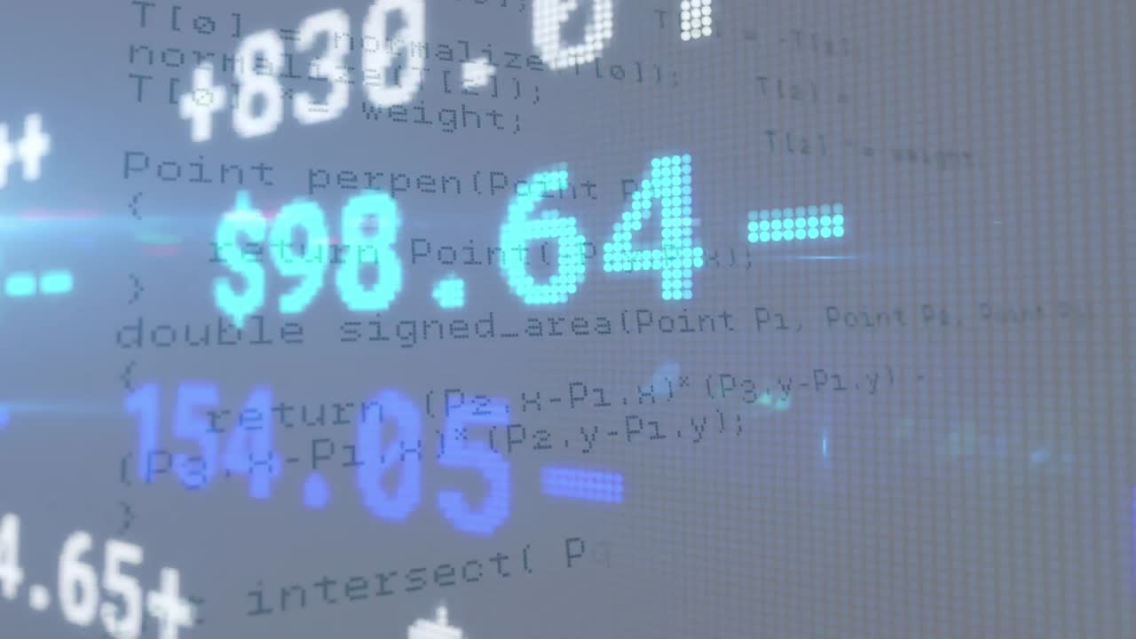 animación del procesamiento de datos sobre el mercado de valores sobre un fondo blanco
