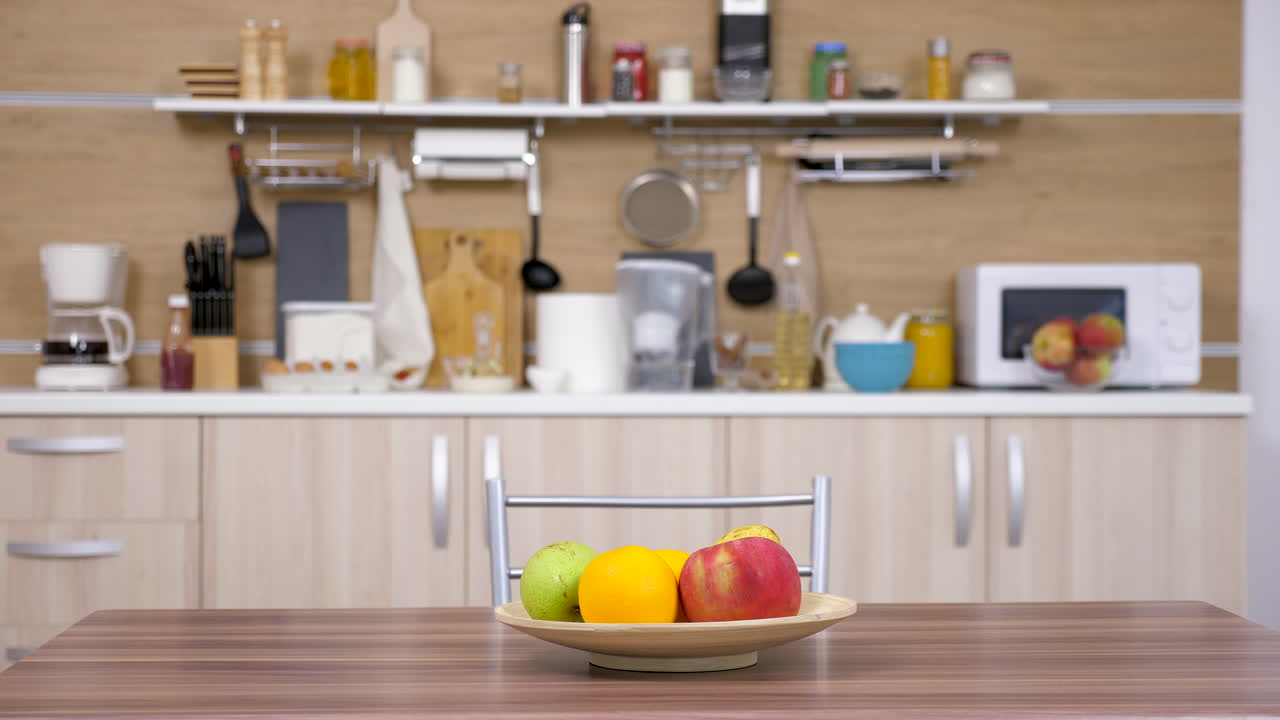 Still life of fruit on a kitchen table