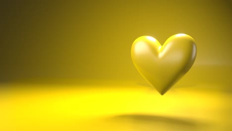 pulsing yellow heart shape object on yellow text space.