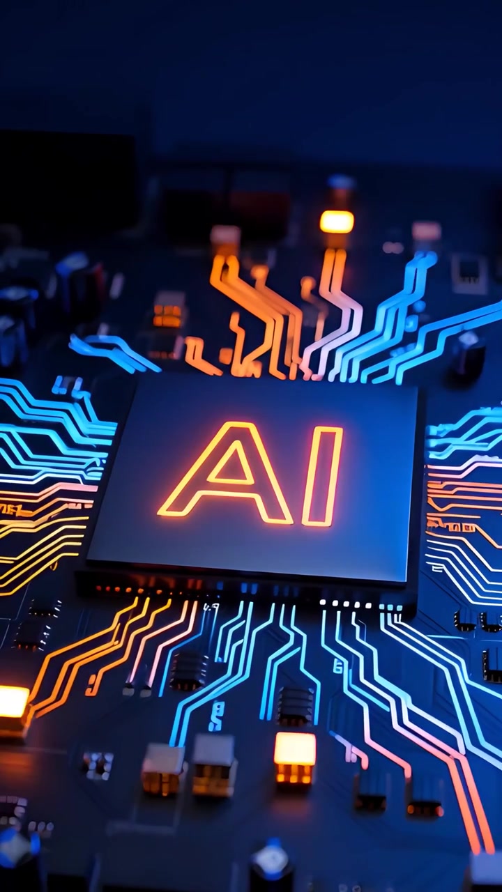 Futuristic AI Chip Motherboard Technology Background 4K
