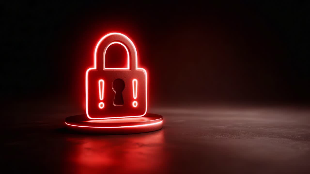 A glowing red padlock against a dark background symbolizing digital security, privacy, and data protection, highlighting the importance of safeguarding information