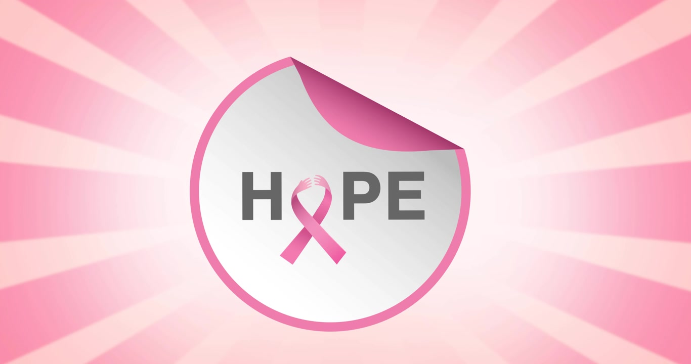 Animazione del logo del nastro rosa e del testo "Speranza" su sfondo rosa.