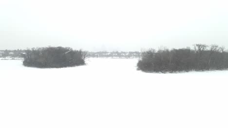 lake of the isles minneapolis minnesota during a winter snow storm