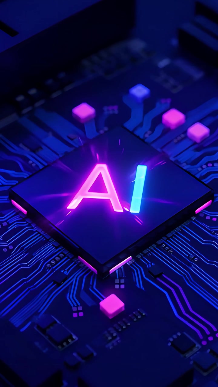 Futuristic AI Chip Motherboard Technology Background 4K