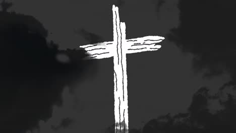 Animation-of-black-clouds-over-grave-cross