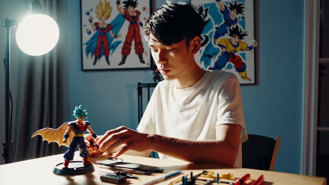 Teenager Building Dragon Ball Z Model