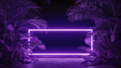 neon frame with tropical plants