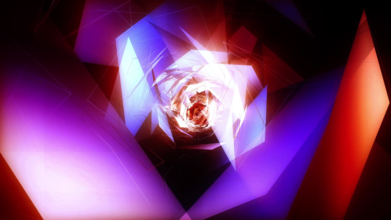 moviéndose hacia adelante a través del túnel sin fin abstracto con elementos gráficos fractales brillantes de luz multicolor brillantes. 4k 3d moviéndose a través de gráficos de movimiento animación de bucle del ciberespacio. ciencia ficción de alta tecnología bg.