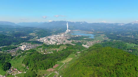 distinct mesmerizing green velenje city slovenia europe aerial drone