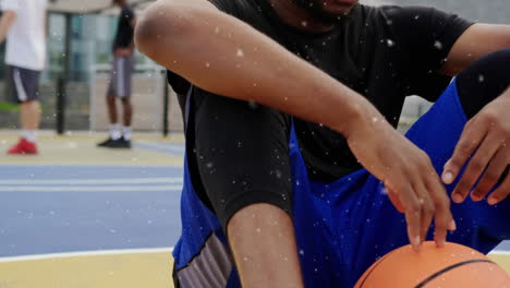 animación de redes de conexiones sobre el jugador de baloncesto
