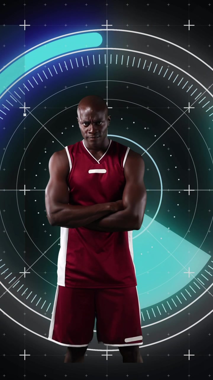 Animazione di interfaccia digitale su un giocatore di pallacanestro