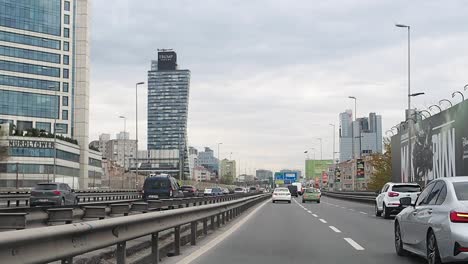 istanbul highway traffic and modern architecture