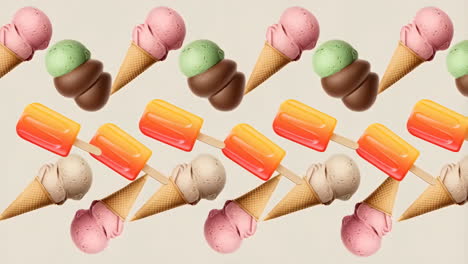 colorful ice cream cones and popsicles pattern