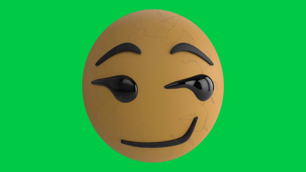 animación del icono del emoticono del emoji sonriente sobre la pantalla verde