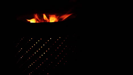 fire pit burning at night