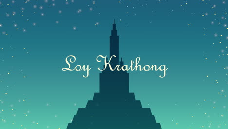 loy krathong lettering with temple animation