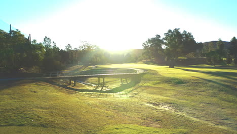 Aerial-drone-of-San-Vicente-Golf-Course-in-Ramona-California-during-sunrise