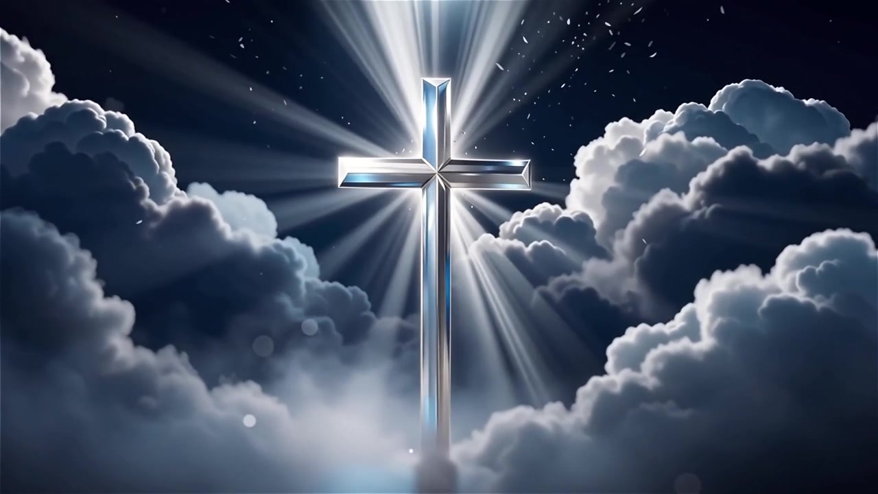Christian Cross Heavenly Light Worship Background