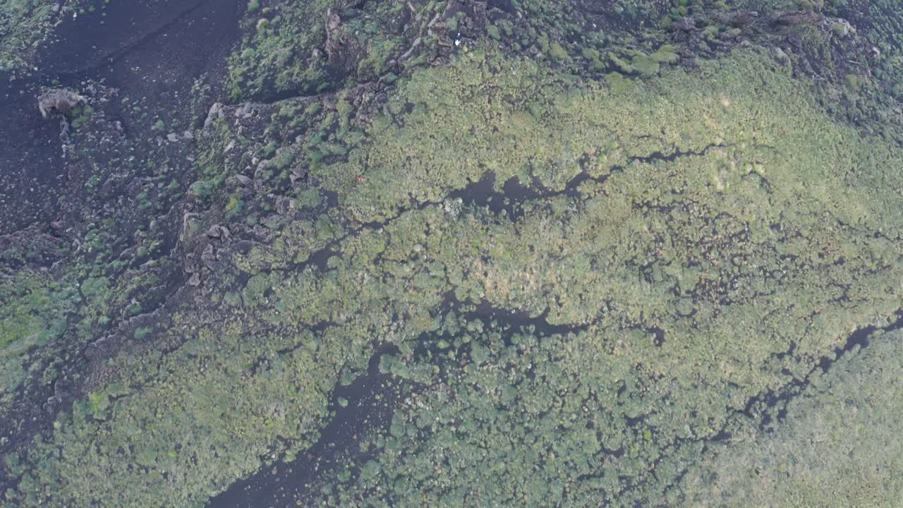 drone volando sobre el valle de bove cerca del volcán etna en italia