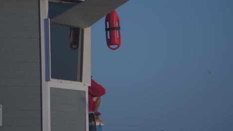 tight shot of lifeguard station