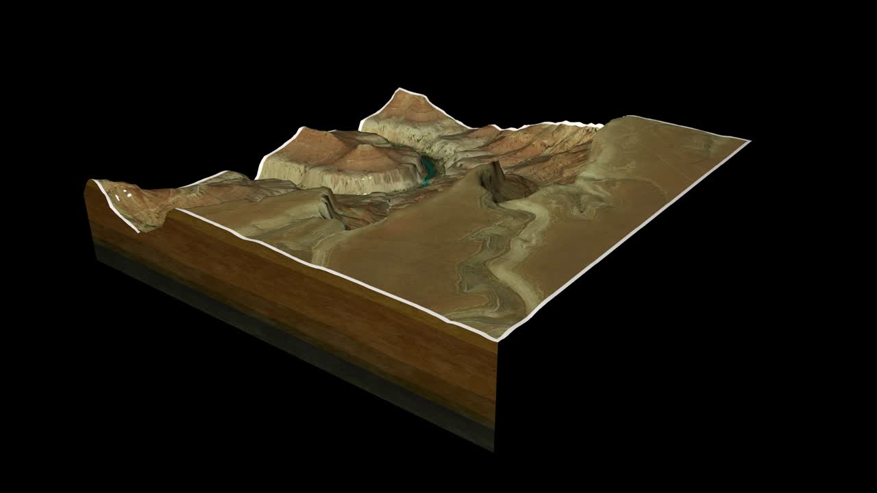 el gran cañón de arizona mapa 3d render 360 grados animación de bucle