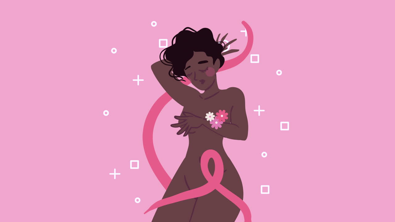 campagna per il cancro al seno della donna afro nuda