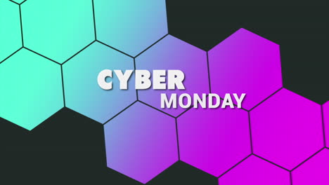 lunes cibernético con patrón de hexágonos coloridos en degradado moderno negro