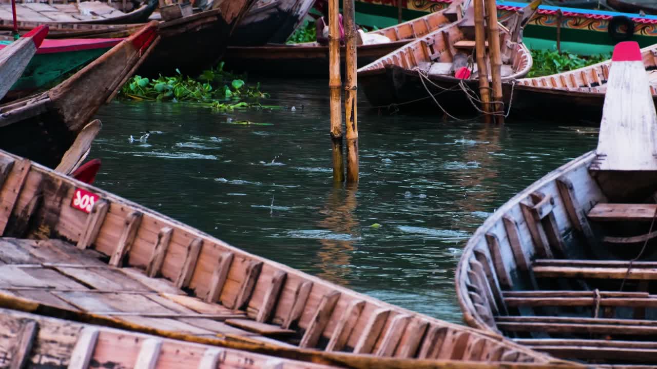 los barcos de madera contaminados el río buriganga los peces saltan bangladesh asia