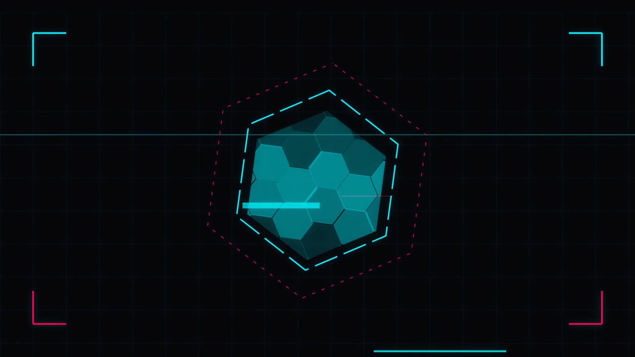 Animação HUD de interface digital hexagonal futurista