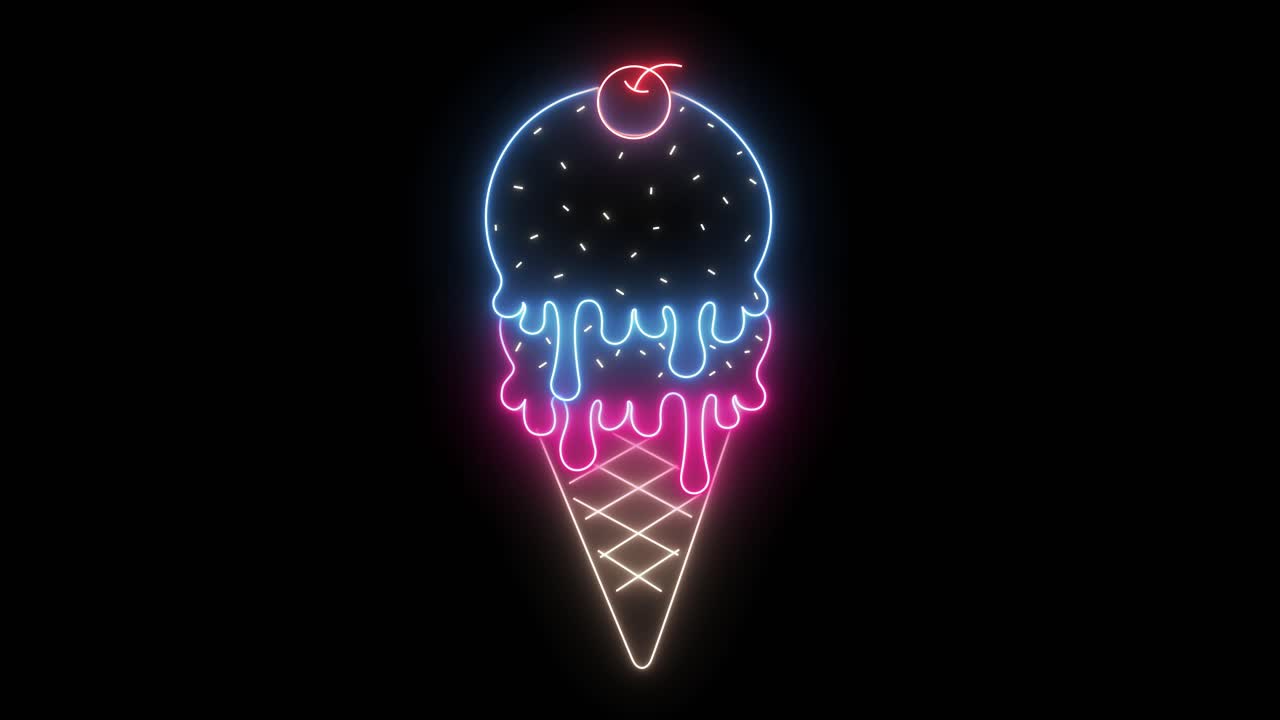 los conos de helado de neón evolucionan con un brillo
